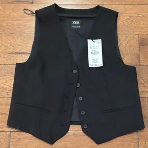 Zara Black Button-Up Vest
